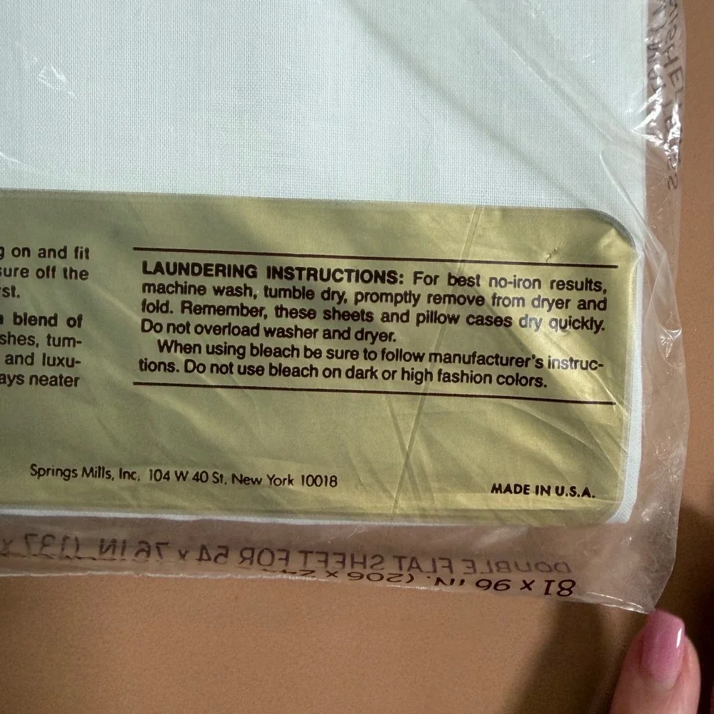Springmaid Marvelaire x2 White Double Flat Sheets & Standard Pillowcase Set NEW